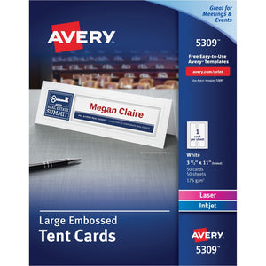 AVERY Large Embossed Tent Card